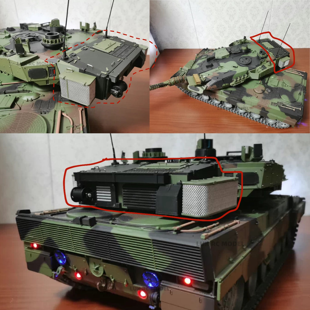 HL 1/16 Leopard 2A6 Modified 2A7 Rear Turret Model Front Observation Mirror C8 Storage Box Window Cover Commander Monitor DIY