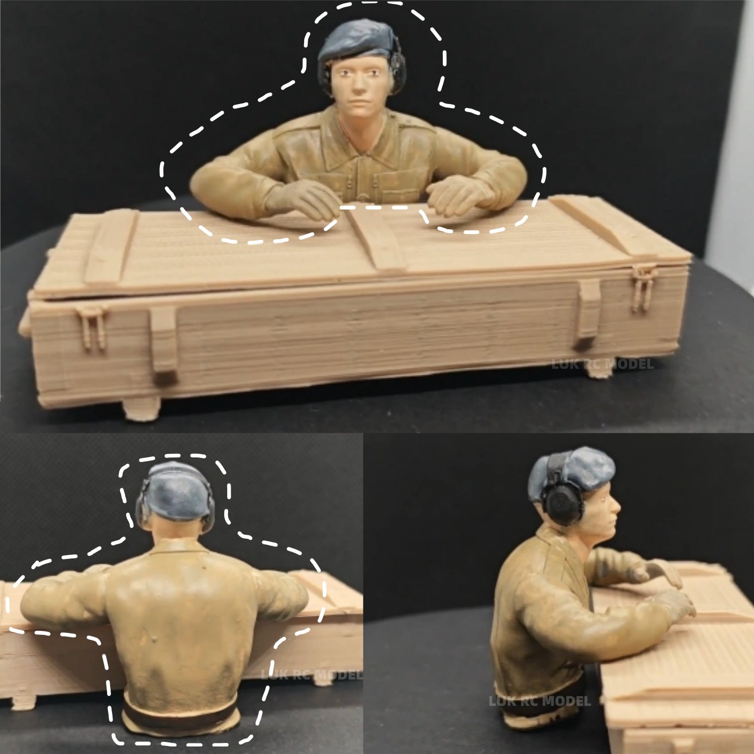 One Pcs Painted British Officer Tank Ornament Static For 1/16 RC HL Mato Tongde DIY Toy Challenger II M1A2 Yellow
